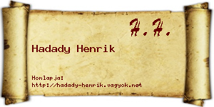 Hadady Henrik névjegykártya